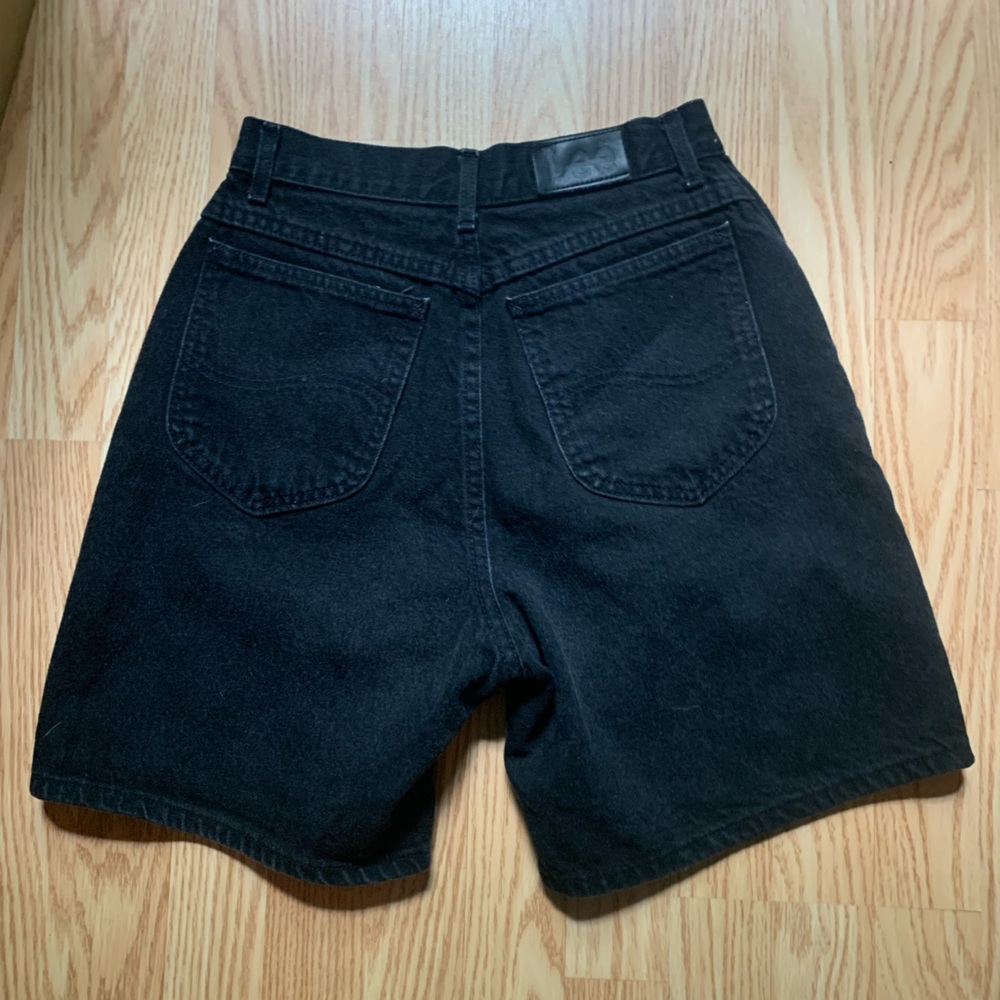 Vintage black jeans shorts high waisted cotton denim USA LEE 8p size 8 union